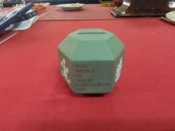 An Unusual green Wedswood Money Box. W.10 H.8 Cm.