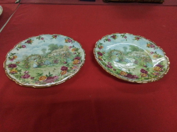 A Pair of beautiful Royal Albert Plates with Scenes of Country Cottages. W.21 Cm.