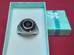 A silver plated gemstone ring