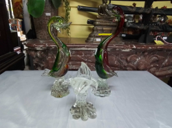 3 Murano Glass Figures of 2 Ducks and 1 small bird.