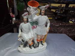 A Large 19th Century Staffordshire  Figure of 2 men and a dog. W.24 H,38 Cm.