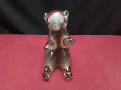 Viking glass Porky Pig sculpture circa 1980 (Ronneby Sweden) stamped. H.14 D.11 Cm.
