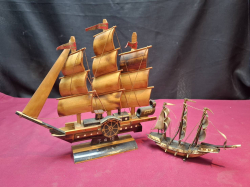 An old of handmade Sailing ships. W.23 Cm H.22 cm