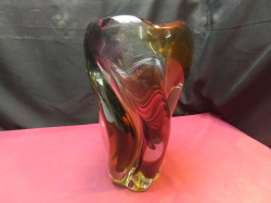 A Very Heavy Shaped Glass Vase.H.30 W.17