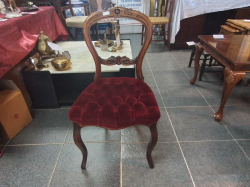 A very pretty cabriole legs Mahogany Chair with deep Buttoned red velvet seat