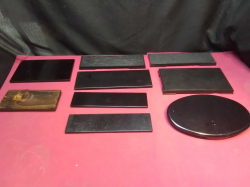 9 Wooden and Plastic Plaques/ Stands, all in good order.