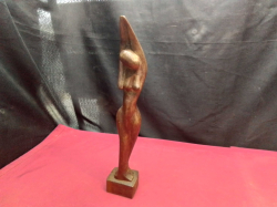 Mid-Century Wooden Handcrafted Elongated Female 
Sculpture. H.32