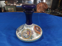 A Scarce Royal navy pussers rum Decanter with Polychrome scene.  W.20 cm H.22 cm