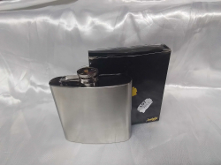 A boxed stainless steel Hip flask