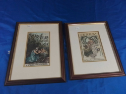 2 Pears prints advert on different soaps. Size 28.5x35 cm