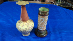 2 Old 19th century Doulton stone ware vase. H.23 cm