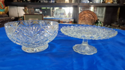 A Good cut glass bowl and Taza. H.11.5 cm