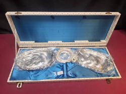 Silver plate saucer with box