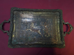 A Lovely Brass Egyiption tray Inlaid handles