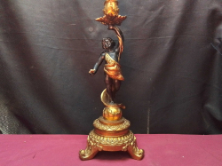 A Lovely black lid gilt figure candle stick
H.37 cm.
W.15 cm.
