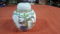A Poly Chrome Ginger jar with red mark to base. W.13 cm H.15 cm
