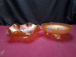 Two pieces of Carnival glass