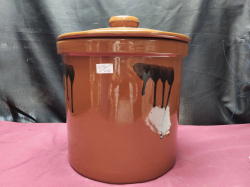 Tokoname Ware Crock, Hisamatsu CeramicPickling Jar/ Barrel with lid, Number and Dated, Very Heavy
H  26Cm.
 D 27Cm.