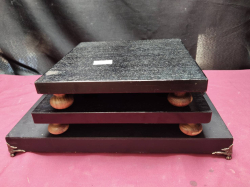  3 Old Plaques/Base stands All Wooden on Ornate Feet. 
L.34Cm
H.25Cm