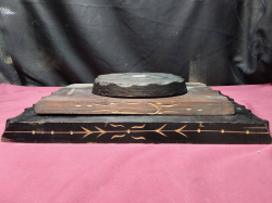 3 Vintage L/M/S Thick Heavy Solidwooden Base Stands, Dated 1972.
L.41Cm.
D24Cm.
