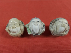 A set of 3 hand carved Chinese gods of Wealth, Long Life and Luck.
