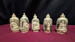 5 stunning snuff/perfume bottles depicting naked ladies