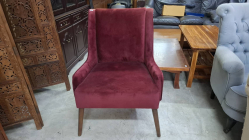 Vintage style HomePop Swoop Arm Accent Chair in Berry Merlot Velvet