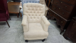 Classic style cream fabric upholstered armchair 
