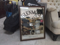 A Lovely Old Glenmore whisky mirror 
H.65cm.
W.49.5