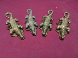 4 brass Crocodile paper wall Hangers 