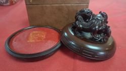 A Chinese foo dog lidded ink stamp container