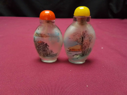 Two inside painted Chinese snuff/perfume bottle with original stoppers