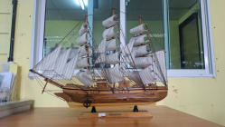 Handmade wooden model of a sailing ship. W.60 cm H.48 cm