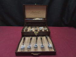 Azuma imperial 18-18 flatware set in a presentation box with a drawer under all stainless steel