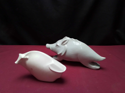 Vintage Art Deco wild Boar Figurine ,Stamped at Base ,Plus a Cow