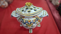 Antique Desvres Multiple Bud Wall Mountable Vase. Approx. W.18 cm H.20 cm