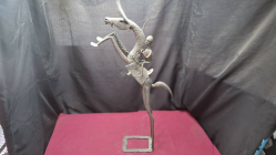Antique African Benin Bronze Sculpture, lost-wax bronze Warrior on Horse 