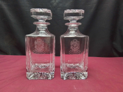 2×Waterford Crystal decanters crested 