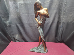 A Beautiful exquisite bronze naked lady sculpture 25 inch high with a gorgeous patina & mint condition lost wax method very heavy