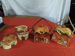 5 various items of cottage ware including 2 Biscuit barrels. H.18 Cm 