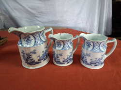 A Set of 3 nice blue & white jugs