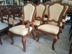 A Lovely set of 6 Victorian style dining chairs 2 carvers & 4 chairs very heavy teak