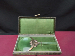 Vintage Chinese Ornate Magnifying Glass Detailed w/Jade Handle  