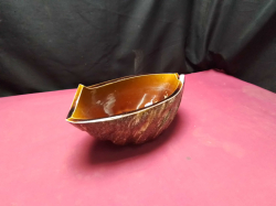 Decorative Ceramic Oyster Shell Bowl , with Distinctive Upswept Corners, very unique marking at base .