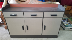 Multipurpose storage cabinet Or Counter with 3drawers on top and 3 doors bottom. Size 120x34 cm H.80 cm