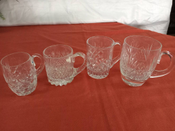4 Cut glass tankard. W.14 cm H.13 cm