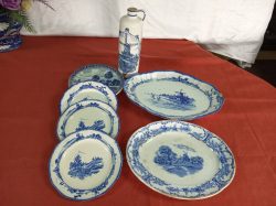 7 pieces of Delft ware including a Flask. 