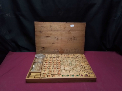 Vintage 1960s Traditional Original Complete Mahjong Set , Bamboo Face Carved Tiles , in case .