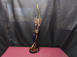 Traditional japanese Decorative Bow and Arrow Display Set on wooden Stand .