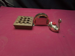 A Swan vesta Sliver Matchstick hold , letter rack and Brass ash tray.